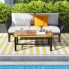 Tangkula Acacia Wood Coffee Table Outdoor Rectangle Center Table w/ Thickened Top - 4 of 4