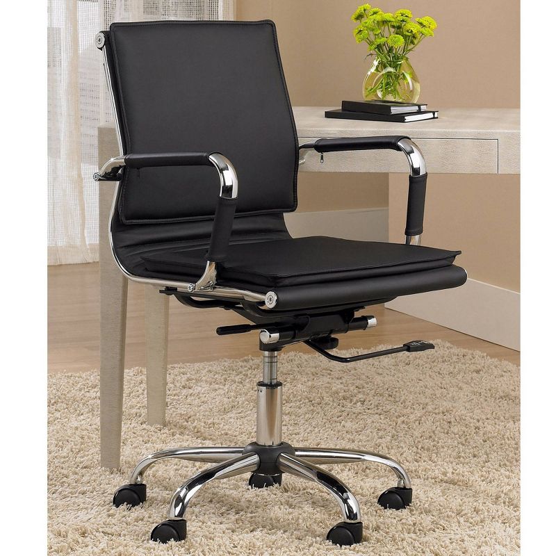 Studio 55D Tanner Black Faux Leather Lowback Desk Chair, 2 of 10