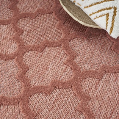 Coral Charm 6' x 9' Trellis Pattern Easy-Care Outdoor Rug