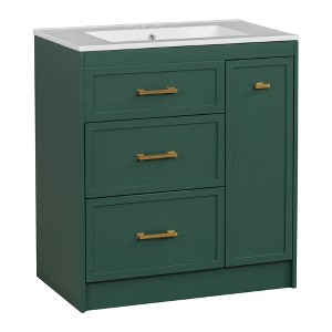 Dexmalle Classic Green 30" Forest Green Bathroom Vanity with Three Drawers - 1 of 4