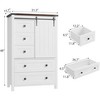 48" Farmhouse Dresser - 5-Drawer Wood Chest with Sliding Barn Door & Adjustable Shelf for Bedroom/Hallway/Living Room - 2 of 4