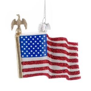 Kurt Adler Noble Gems Glass Ornament for Christmas Tree, American Flag - 1 of 1