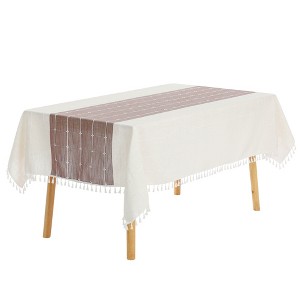 Unique Bargains Rustic Cotton Linen Waterproof Dinner Party Christmas Table Cover 1 Pc - 1 of 4