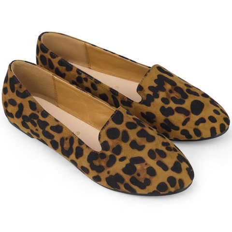 Обувь BLISSFUL STEP Women's Round Toe Slip on Ballet Flat Shoes Leopard 6