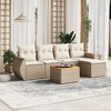 vidaXL Patio Sofa Set with Cushions Outdoor Furniture 6 Piece Poly Rattan - Beige and Cream - 2 of 4