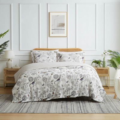 Bayberry Ivory Floral Microfiber Full/Queen Duvet Cover Set
