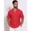 INSPIRE CHIC Men's Camp Collar Button Down Short Sleeve Hollow Texture Knit Shirts - 4 of 4