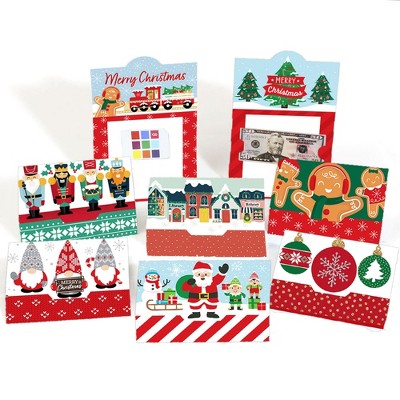 Big Dot of Happiness Merry Christmas Cards - Assorted Holiday Money and Gift Card Holders - Set of 8