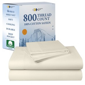 Luxury Bed Sheets Set - 800 Thread Count 100% Cotton Sheets, Deep Pocket, Soft, Cool & Breathable by California Design Den - 1 of 4
