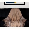 HomeRoots 50" X 60" Brown and Beige Woven Cotton Striped Throw Blanket with Tassels and Embroidery - 2 of 4