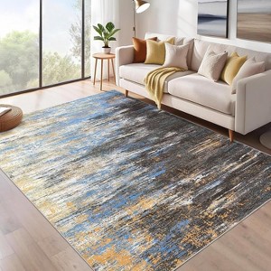 Modern Abstract Rug Non-Slip Kitchen Carpet Ultra-Thin Low Pile Hallway Runner with Non-Shedding Soft Foldable Design for Laundry Entrance - 1 of 4