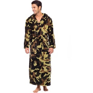 ADR Men's Robe, Plush Fleece Hooded Bathrobe Man, Long Warm Cozy Bath Robe Man - 1 of 4