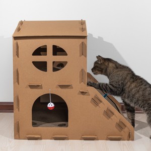 PETMAKER Cardboard Cat House with Scratching Pads - 1 of 4