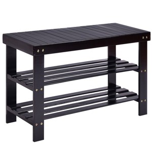 Tangkula 3 Tier Shoe Rack Storage Shelf Bamboo furniture - 1 of 4