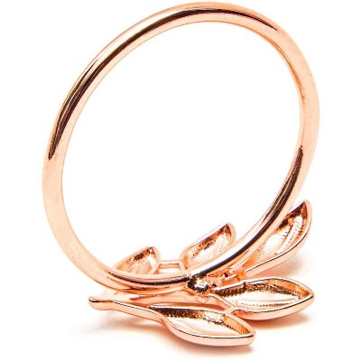 Set of 12 Metal Leaf Rose Gold Napkin Rings Holder for Dinner Table Wedding Event, 1.8 inches