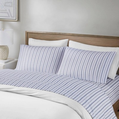 Full Blue Stripe Cotton Percale Sheet Set