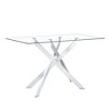Dolonm  51.18" Rectangular Clear Tempered Glass Dining Table,Stylish Design with Silver Chrome Plated Metal Legs, Dining Table for Dining Room - 2 of 4