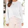 Women's Long - Sleeve Blouse with Pleated Round Neck, Stylish and Comfortable Top for Casual and Office Wear - 3 of 4