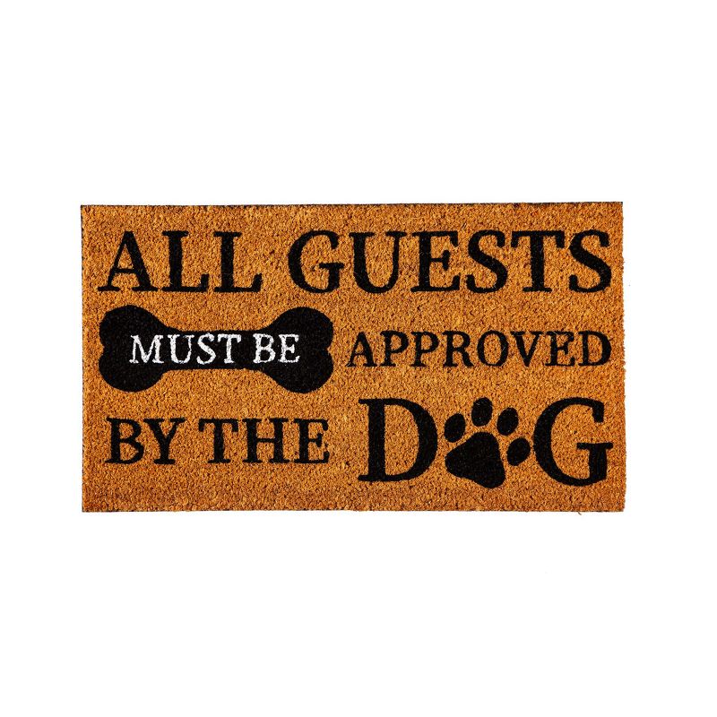 Evergreen Approved by Dog Indoor Outdoor Natural Coir Doormat 1'4"x2'4" Black, 1 of 2