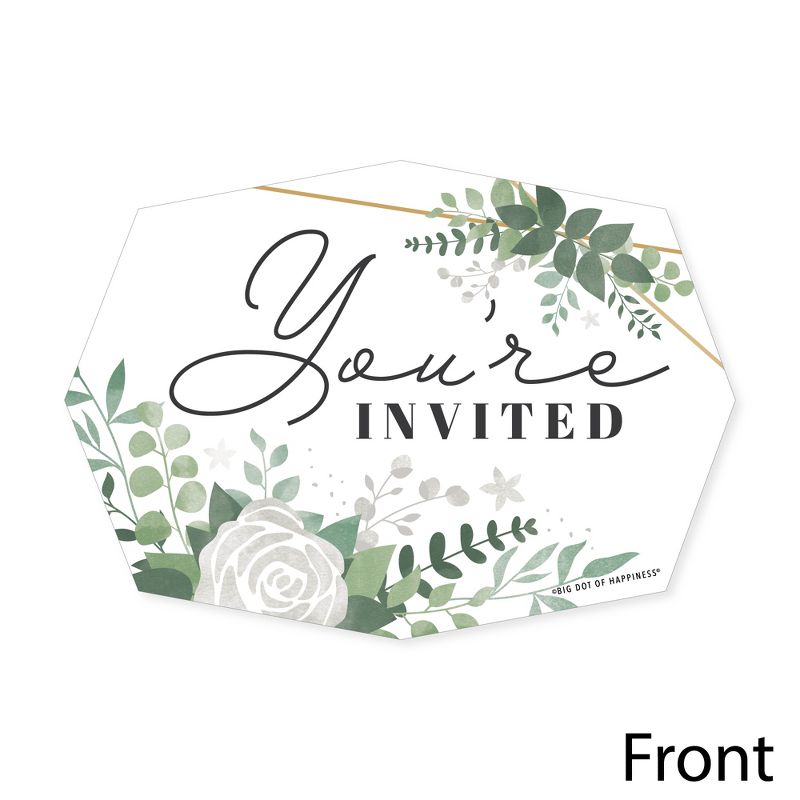 Big Dot of Happiness Boho Botanical - Shaped Fill-In Invitations - Greenery Party Invitation Cards with Envelopes - Set of 12, 3 of 8