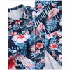 Men's Hawaiian Shirt Short Sleeve Linen Button Down Shirts Casual Floral Printed Beach Shirts with Pocket - 2 of 4