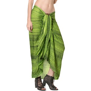 LA LEELA Women's Summer Beach Bikini Wraps Sarong Swimwear Cover up Wrap Skirt Swimsuit Pareo Coverups for Women One Size Green, Tie Dye Design - 1 of 4