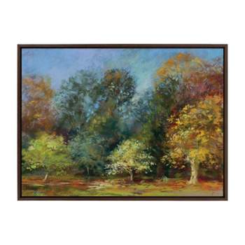 Kate & Laurel All Things Decor 28"x38" Sylvie Forest Autumn All Day Framed Canvas Wall Art by Nel Whatmore Brown Nature Trees Landscape