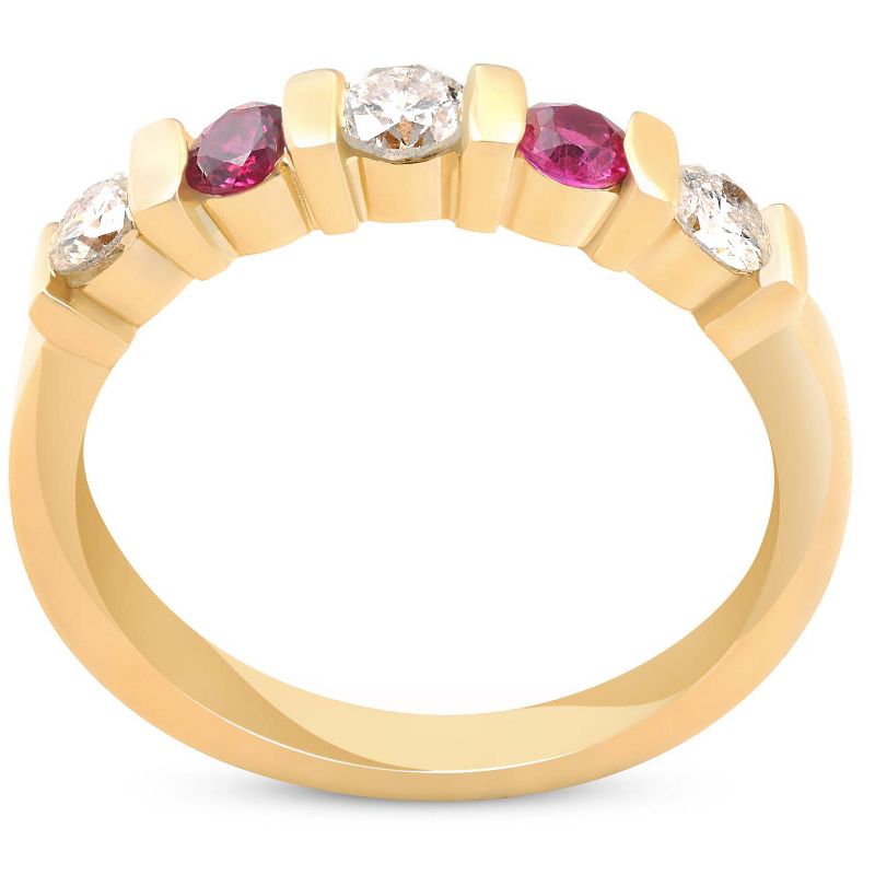 Pompeii3 1/2ct Ruby & Diamond Wedding Anniversary 14K Yellow Gold Ring, 3 of 5