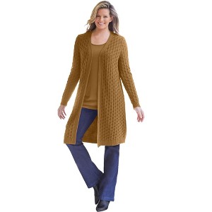Woman Within Plus Size Pointelle Cardigan - 1 of 4