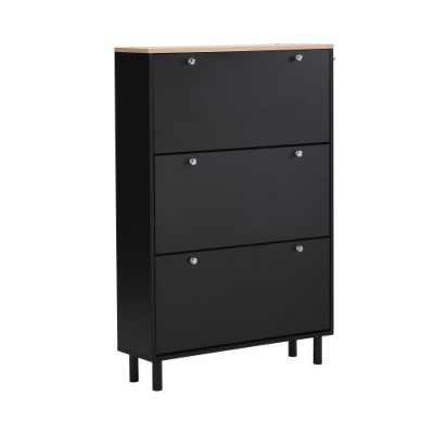 TIRAMISUBEST Rustic Shoe Cabinet - 2-Door Flip-Up, Entryway Storage (47"W x 31"H)