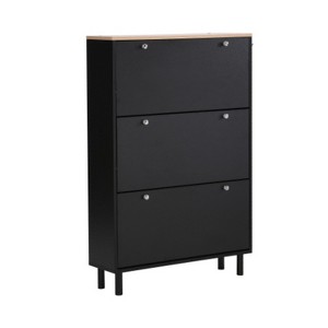 TIRAMISUBEST Rustic Shoe Cabinet - 2-Door Flip-Up, Entryway Storage (47"W x 31"H) - 1 of 4