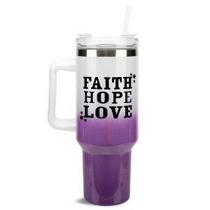 Elanze Designs Faith Hope Love Stars 40 oz. Stainless Steel, Large Water Bottle Coffee Mug, Spill & Leak Resistant, Thermal Travel Tumbler with - 1 of 1