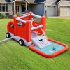 Costway Fire Truck Themed Inflatable Castle Water Park Kids Bounce House w/ 480W Blower - 2 of 4