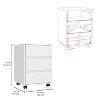 Grungis Modern File Cabinet with Wheels,Office Cabinet with 3 Drawers,Printer Stand for Home,Office,White - 3 of 4