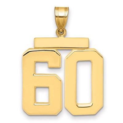 Black Bow Jewelry 14k Yellow Gold, Athletic Collection, Large Polished Number 60 Pendant