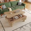 Lift Top MDF Wood Coffee Table with Hidden Storage and Fluted Panels, 42'' Farmhouse Rectangular Coffee Table for Living Room-Coolbibila - 3 of 4