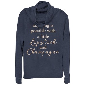 CHIN UP Lipstick and Champagne Cowl Neck Sweatshirt - 1 of 3