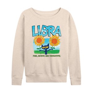 Women's - Pete the Cat - Libra Lightweight French Terry Wide Neck Long Sleeve Shirt - 1 of 4
