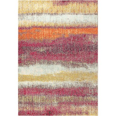 Luxe Soft Weave Abstract Cream & Pink Synthetic Area Rug