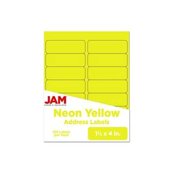 JAM Paper Shipping Address Labels Rectangular 1 1/3 x 4 Neon Yellow 359329614