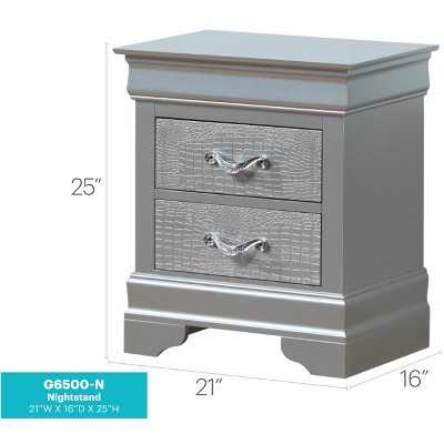 Elegant Champagne 2-Drawer Nightstand with Croc Textured Finish