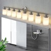 52" Modern 8-Light Vanity Wall Sconce, Brushed Nickel Finish with Frosted Glass Shades for Bathroom or Hallway Lighting (No Bulbs) - 4 of 4