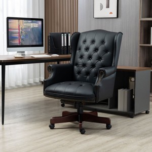 Executive Office Chair Ergonomic High Back PU Leather with Padded Seat Adjustable Height 330 lb Capacity-3irtyhousy - 1 of 4