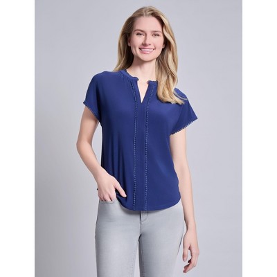 Jones New York Petite Split Neck Top