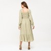 August Sky Women's Ruched Long Sleeve Midi Dress - image 2 of 4