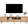 TIRAMISUBEST Mid Century TV Stand 80 Inch Rattan Doors 2 Drawers Open Shelf Woodgrain MDF Solid Wood Legs Soft Close Living Room - 4 of 4