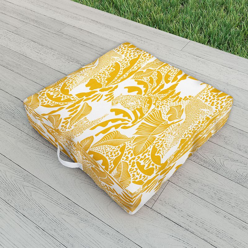 evamatise Surreal Jungle in Bright Yellow Outdoor Floor Cushion - Deny Designs, 2 of 3