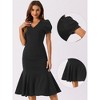 Allegra K Women's Vintage V Neckline Puff Short Sleeve Elegant Mermaid Midi Dress - 2 of 4