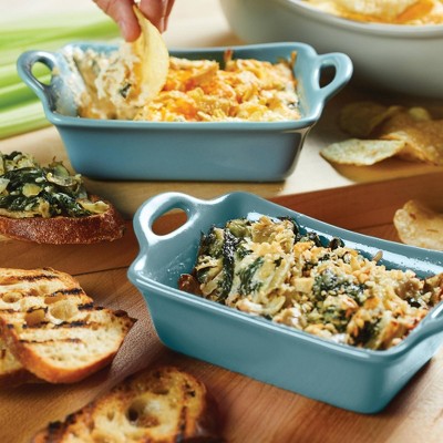 Agave Blue Ceramic Rectangular Au Gratin Baking Dish Set