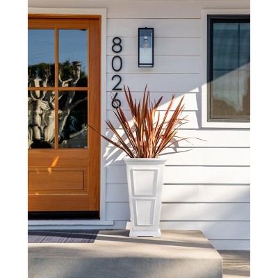 White Tall 26-inch Recycled Plastic Planter for Indoor/Outdoor Use